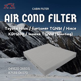 Toyota for Hilux, Fortuner TGN51, Hiace KDH200 and Innova TGN41 Cabin Filter (Slanting) (041520-2650S/87139-0K070)