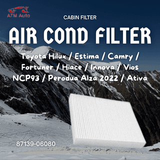 Toyota Cabin Filter for Hilux, Estima, Camry, Fortuner, Hiace, Innova, Vios NCP93, Alza 2022 and Ativa (87139-06080)