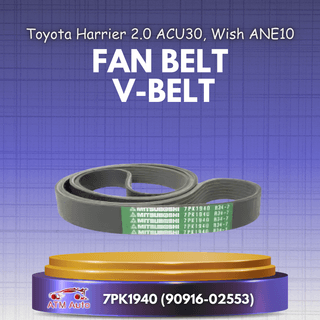 Toyota Harrier 2.0 ACU30, Wish ANE10 Fan Belt, V-Belt 7PK1940 (90916-02553)