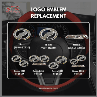 Perodua Bezza Logo Emblem REPLACEMENT Front Rear Chrome (75311-BZ220, 75311-BZ330 & 75441-BZ350)