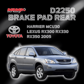 Barbaro D2250 Brake Pad Rear Toyota Harrier MCU30 Lexus RX300 RX330 RX350 2005