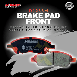 Barbaro D1288M Brake Pad Front Nissan Latio Grand Livina Almera Toyota Vios NGC102
