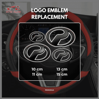 Perodua Logo Emblem REPLACEMENT Front Rear Matte Black 10cm/11cm/13cm/15cm