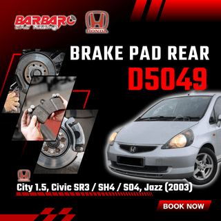 Barbaro D5049 Brake Pad Rear Honda City 1.5 Civic SR3/SH4/S04 Jazz 2003