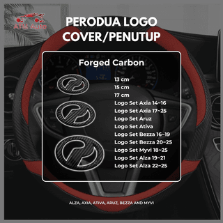 Perodua Logo COVER/PENUTUP for Alza, Axia, Ativa, Aruz, Bezza and Myvi Front Rear Forged Carbon Logo Set