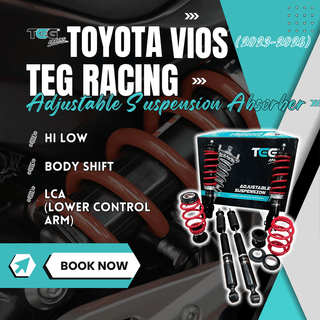 Toyota Vios 2023–2026 TEG Racing LCA Adjustable Hi-Low Suspension Body Shift Absorber Front & Rear